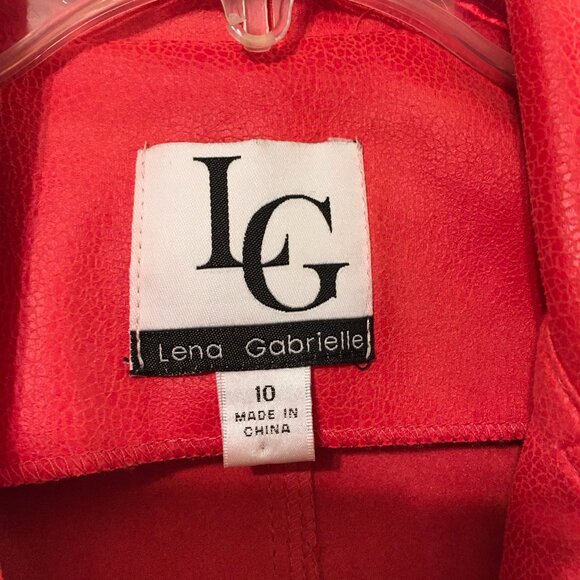 Lena Gabrielle Faux Leather Coral Moto Jacket - Picture 2 of 8